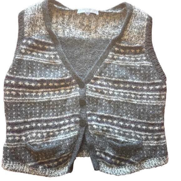 Strenesse Blue Wool Alpaca Vest Size 4 Gray Purple Geo Pattern Unique - Picture 1 of 6